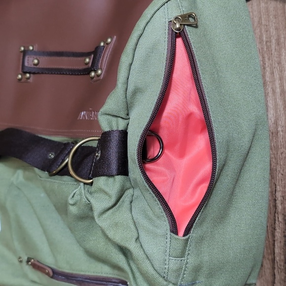 ANVANDA of Stockholm Duffle Bag / Backpack Green Canvas And Leather - Picture 14 of 16